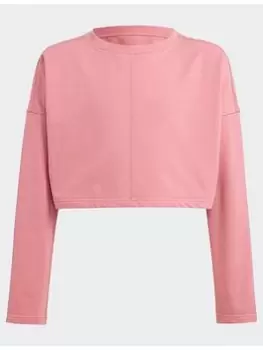 Image of adidas Yoga Aeroready Cropped Sweatshirt - Pink, Size 9-10 Years