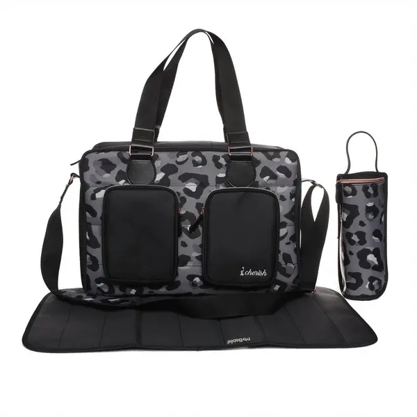 Image of Dani Dyer Black Leopard Deluxe Changing Bag