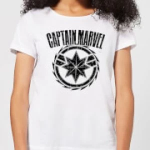 Image of Captain Marvel Logo Womens T-Shirt - White - L