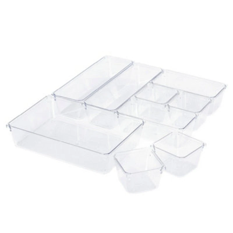 Image of LIVIVO 9 Piece Drawer Desk Fridge Organiser Set Clear unisex