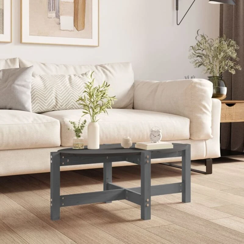 Image of Vidaxl Coffee Table Grey 87X48X35cm Solid Wood Pine, Grey 822324