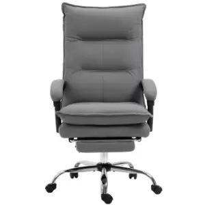 Image of Vinsetto Vibration Massage Office Chair with Heat, Microfibre Computer Chair with Footrest, Armrest, Double Padding, Reclining Back, Grey