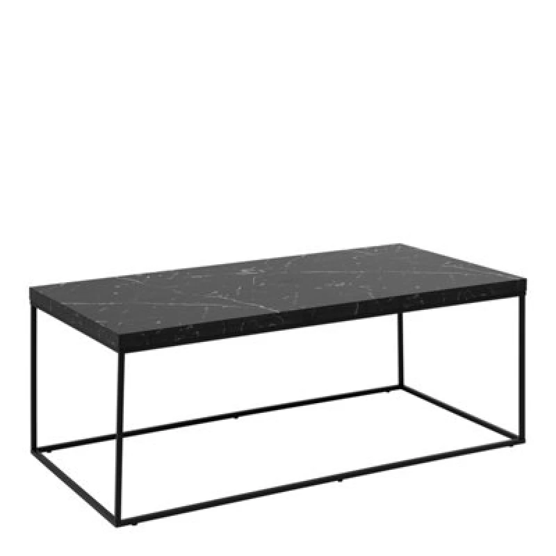 Image of Furniture To Go Barossa Coffee Table With Black Marble Marquina Top & Black Steel Base 110X55X45Cm