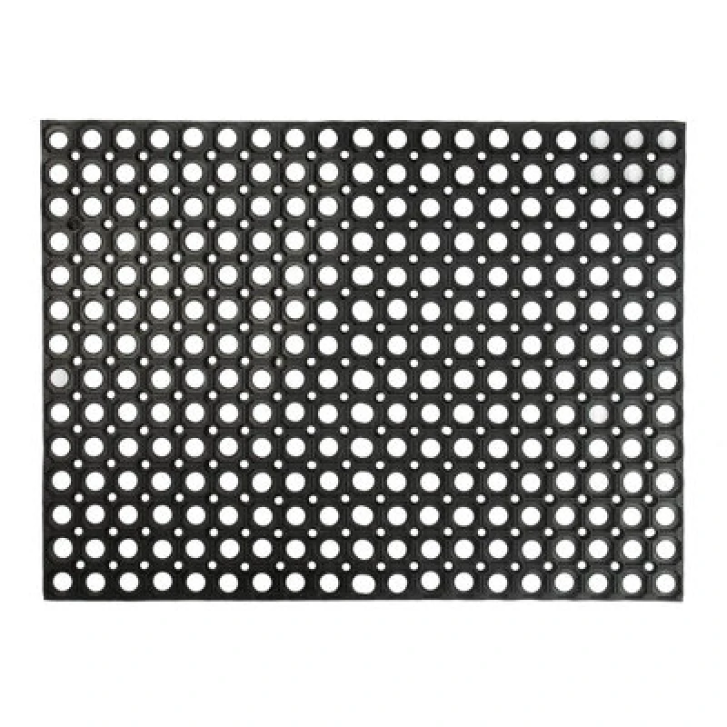 Image of Nicola Spring Heavy Duty Rubber Door Mat - 80 x 60cm - Black Black