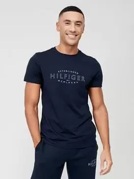 Image of Tommy Hilfiger Classic Curved Logo T-Shirt - Navy, Size 2XL, Men
