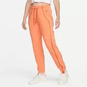 Image of Nike Air Womens Mid-Rise Fleece Joggers - Orange