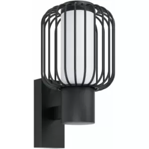 Image of IP44 Outdoor Wall Light Black Zinc Steel Cage 1 x 28W E27 Bulb Porch Lamp