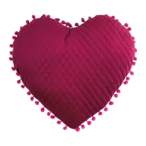 Image of Heart Pom Pom Kids Cushion Hot Pink