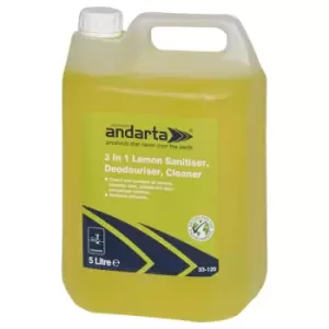 Image of Andarta 33-120 3 in 1 Lemon Sanitiser Deodouriser Cleaner 5L