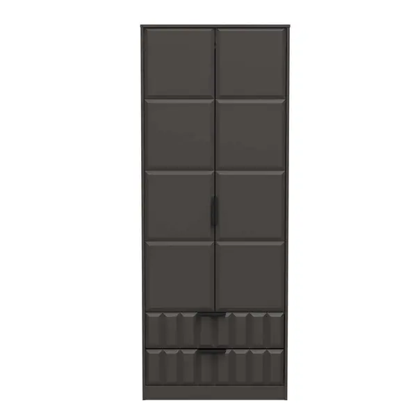 Image of Welcome Furniture Ready Assembled New York Tall 2 Drawer Wardrobe In Graphite NYC081GBGB