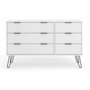 Image of Augusta White 3+3 drawer wide chest of drawers