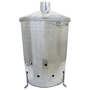 Image of Charles Bentley Galvanised Steel Garden Incinerator - 90L