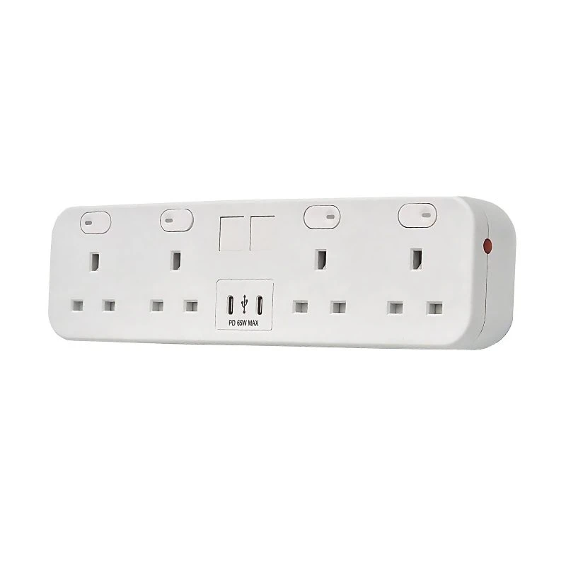 Image of POWERDATA White DESKTOP 4X POWER. 2X MS - DUAL USB C CHARGER - 65W