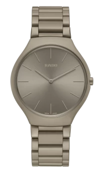 Image of Rado True Thinline Les Couleurs Le Corbusier Grey brown natural umber 32141 Unisex watch - Water-resistant 3 bar (30 m), High-tech ceramic, brown