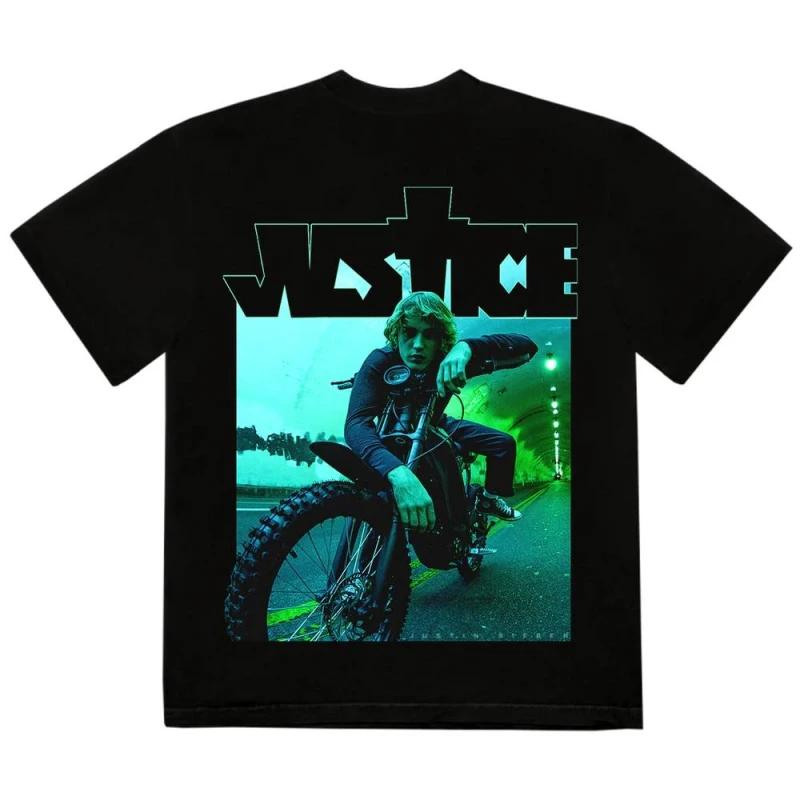 Image of Justin Bieber Mens Dirt Bike T-Shirt in Black Size: Large Black Male L