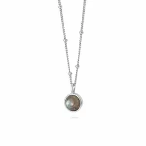 Image of Daisy London Jewellery 925 Sterling Silver Labradorite Healing Stone Necklace Sterling Silver