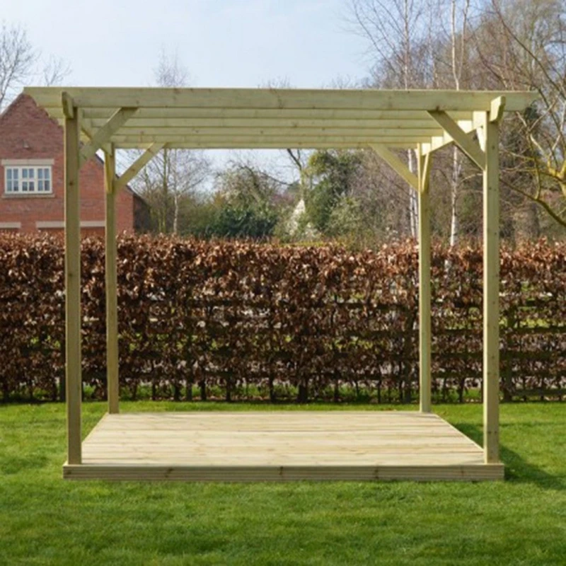 Image of Rutland County Garden Furniture Ltd Pergola & Decking Kit - L240 x W240 x H270cm - Light Green Light Green Unisex