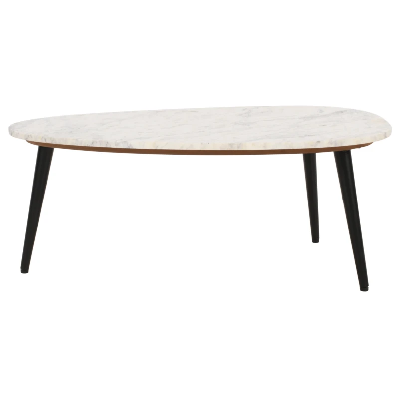 Image of Indian Hub Opal Coffee Table With White Marble Top & Metal Legs