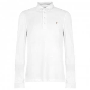 Image of Farah Vintage Ricky Long Sleeve Polo Shirt - White 104