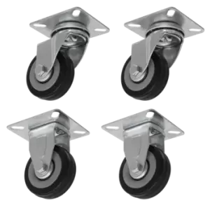 Image of Sealey 4pc Castor Wheel Combo - Fixed & Swivel Plate 50mm