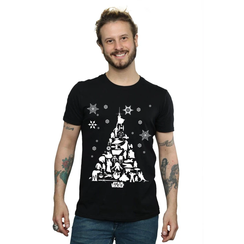 Image of Star Wars Star Wars Men Christmas Tree T-Shirt in Black Size: Small Black S Male 5059400315509