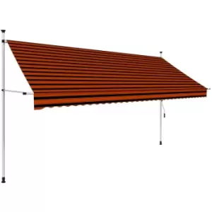 Image of Manual Retractable Awning 350cm Orange and Brown Vidaxl Multicolour