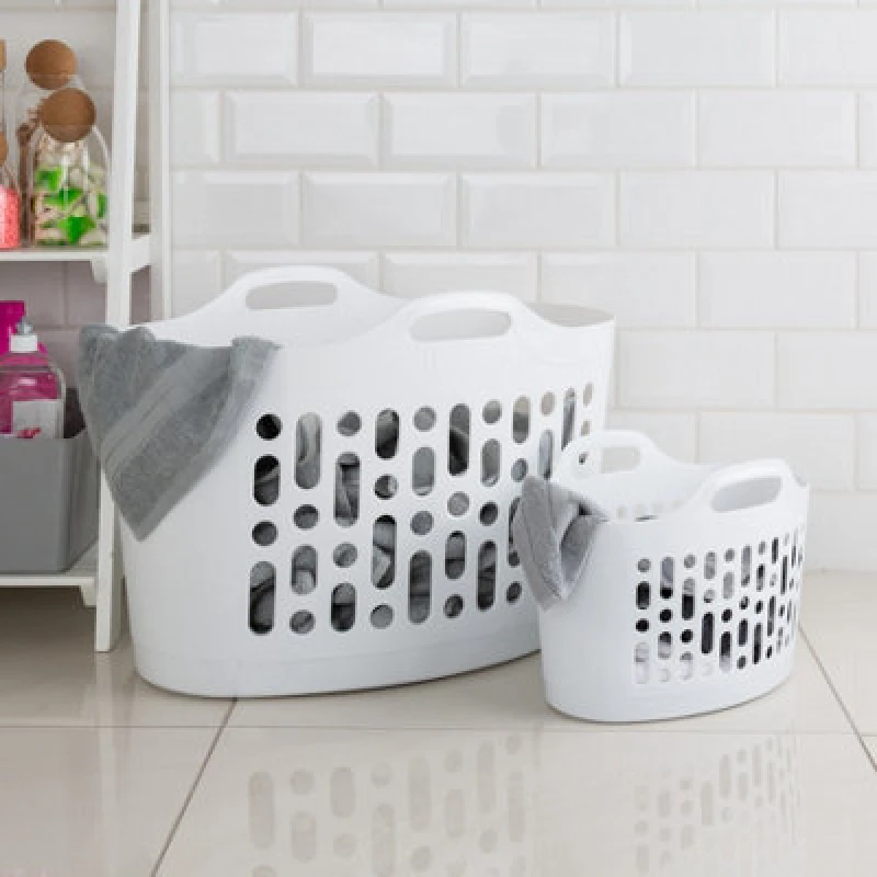 Image of Wham Plastic 2 Piece Flexi Basket Set (8L/50L) White unisex