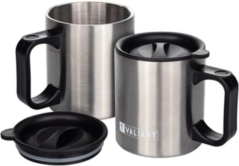 Image of Valiant Insulated Camping Mug Twin Pack Metallic Silver unisex