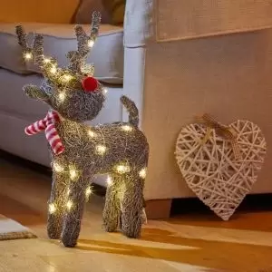 Image of Faux Rattan Cupid Electrical Christmas Decoration Grey