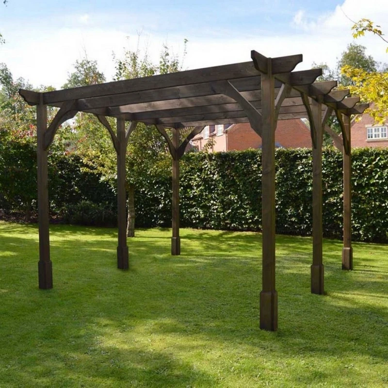 Image of Rutland County Garden Furniture Ltd Premium Pergola - Wood - L480 x W480 x H270cm - Light Green in Brown Brown Unisex