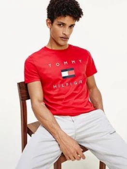 Image of Tommy Hilfiger Tommy Flag Hilfiger T-Shirt - Red