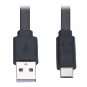 Image of Tripp Lite U038-003-FL USB-A to USB-C Flat Cable - M/M USB 2.0 Thunderbolt 3 Compatible Black 3 ft. (0.91 m)