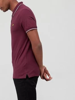 Image of Lyle & Scott Tipped Small Logo Polo Shirt - Burgundy, Size S, Men