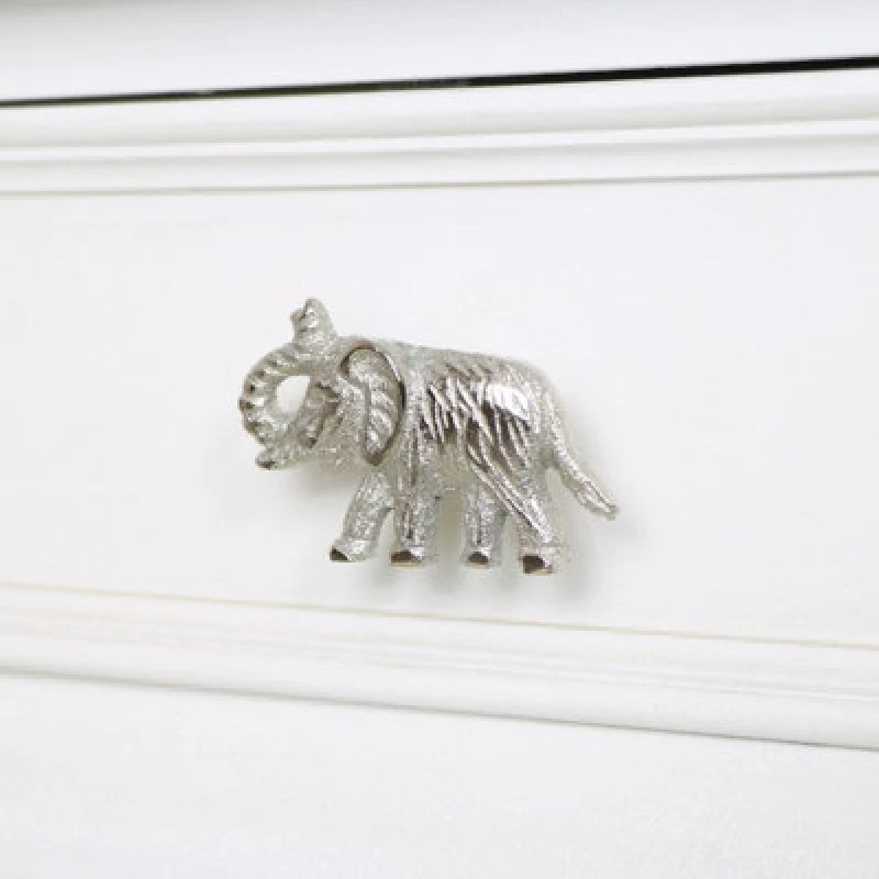 Image of Melody Maison Silver Elephant Drawer Knob Metallic Silver
