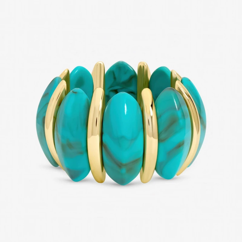 Image of Mood Gold Turquoise Statement Stretch Bracelet Bead Bracelets One Size Gold 70882610000