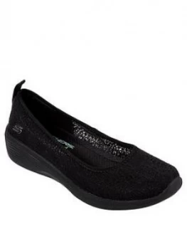 Image of Skechers Arya Crochet Wedge Skimmer Ballerina - Black