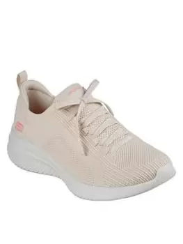 Image of Skechers Ultra Flex 3.0 Big Plan Stretch Fit Deco Lace Slip-on Trainer, Natural, Size 4, Women