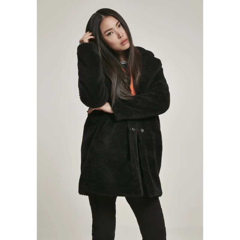 Image of Urban Classics Womens Urban Classic oversized sherpa parka Noir Female XS