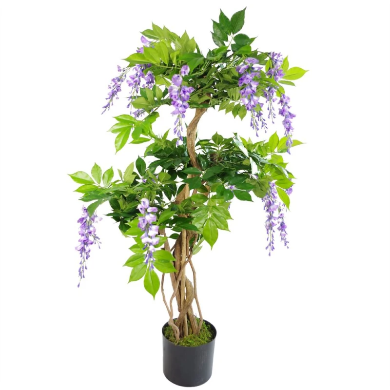 Image of Leaf Design 110cm Artificial Purple Wisteria Tree