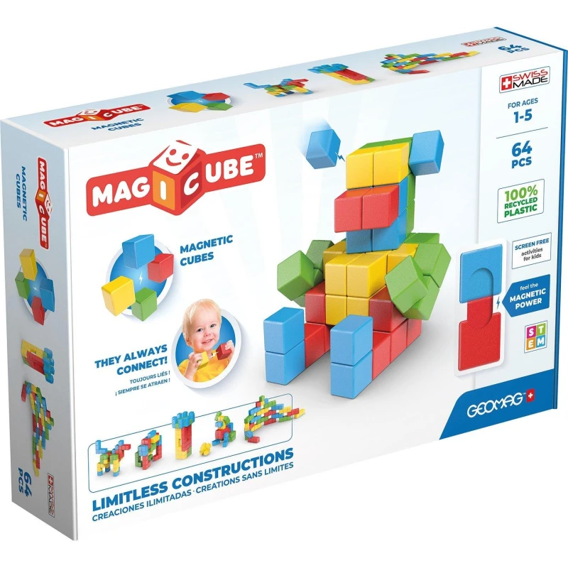 Image of Geomag Magicube Full Colour Recycled - 64 Magnetic Shapes Multi