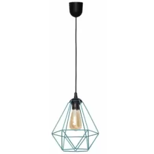 Image of Netlighting Karo Wire Frame Pendant Ceiling Light Black, Turquoise 24cm