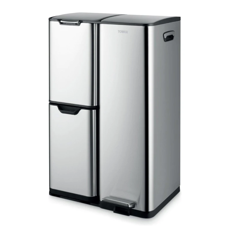 Image of Tower 60L Recycling Pedal Bin Stainless Steel unisex Medium