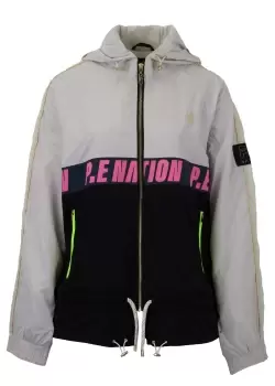 Image of P.E. Nation Womens Man Down Running Jacket In White Sand