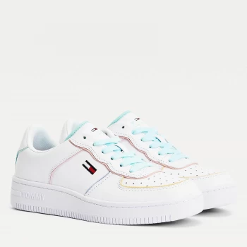 Image of Tommy Jeans Womens Meg Zion Leather Basket Trainers - White/Colour Pop - UK 4