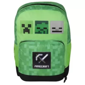Image of Childrens/Kids Three Mobs Pixel Backpack (One Size) (Green/Black/Grey) - Green/Black/Grey - Minecraft
