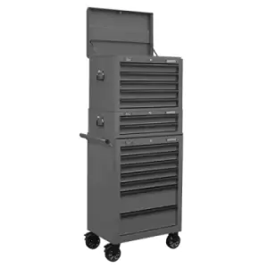 Image of Sealey Superline Pro Topchest, Mid-Box & Rollcab Combination 14 Drawer with Ball-Bearing Slides - Grey