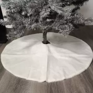 Image of 90cm Plain White Fur Fabric Christmas Tree Skirt