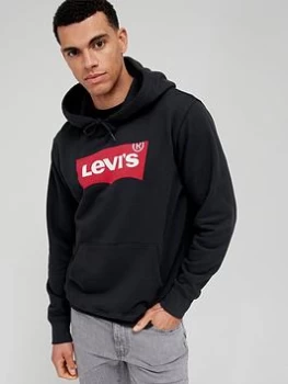 Image of Levis Batwing Logo Overhead Hoodie - Black, Size S, Men