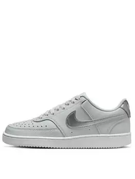 Image of Nike Court Vision Low Next Nature - Grey/Silver , White/Silver, Size 8, Women
