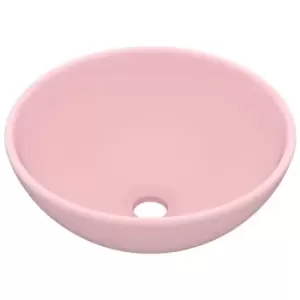 Image of Luxury Bathroom Basin Round Matt Pink 32.5x14cm Ceramic Vidaxl Pink